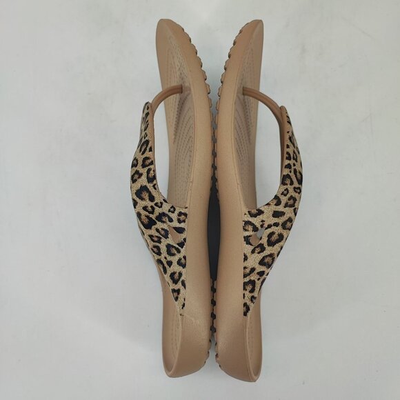 Crocs Women’s Kadee Leopard Brown Rubber Sandals Size 11 - Picture 5 of 9
